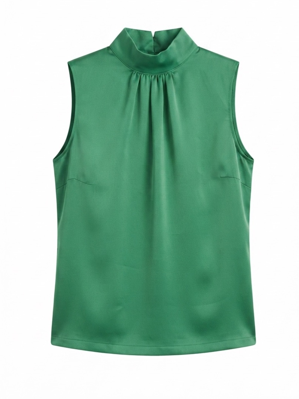 VTG Patrick Gerard Paris Green Mock Neck Satin Blouse Made in France S